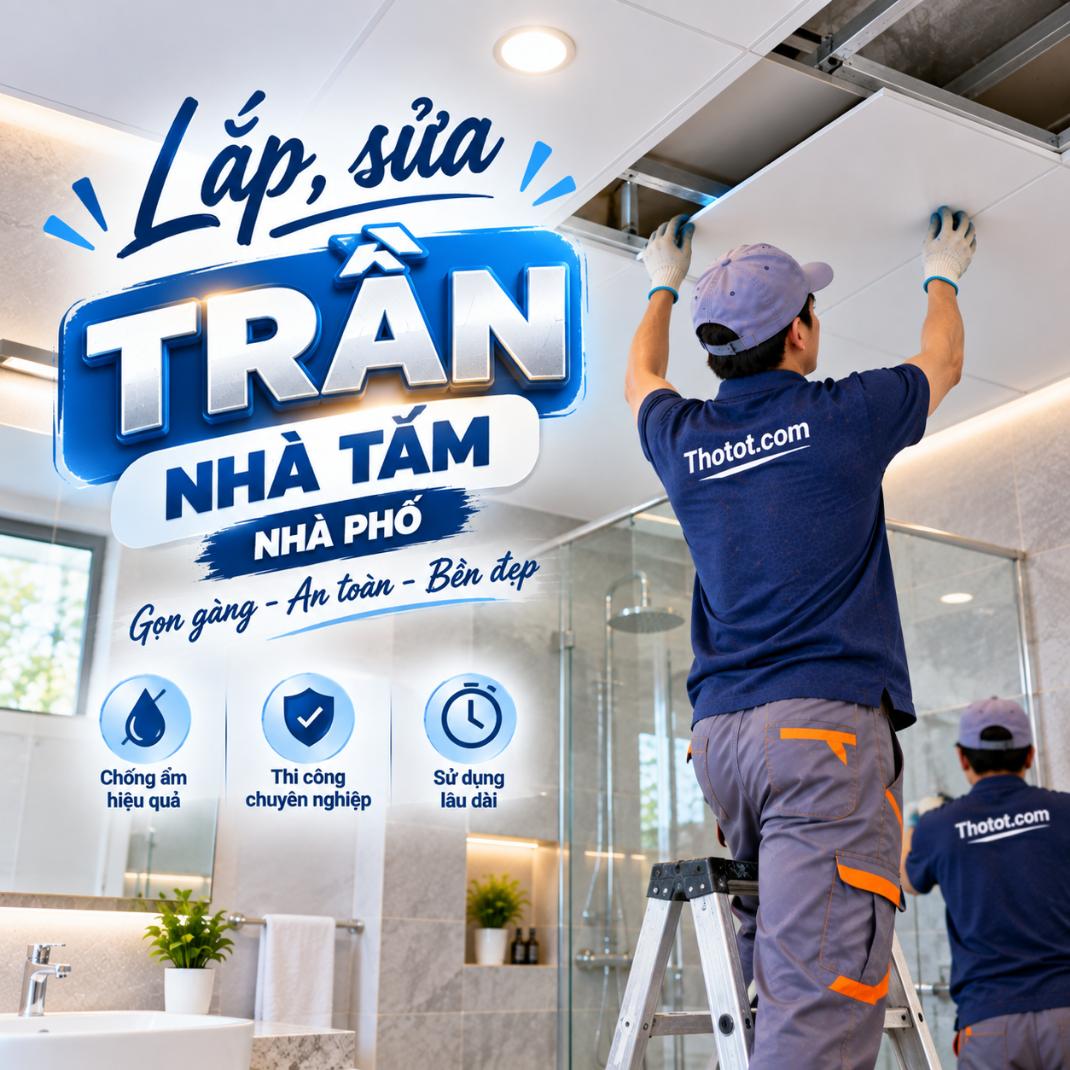 Lắp, sửa trần nhà tắm nhà phố